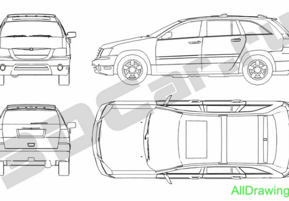 Chrysler Pacifica (2007) (Chrysler of the Peace sign (2007)) - drawings of the car